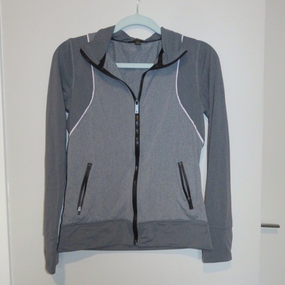 Alala Track Jacket Dark Gray Pink Accent Moisture Wicking Front Runner Zip Up
